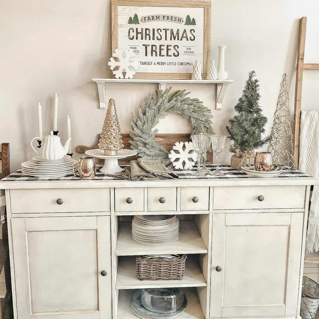 Console Table with Wooden Snowflake Decorations - Soul & Lane