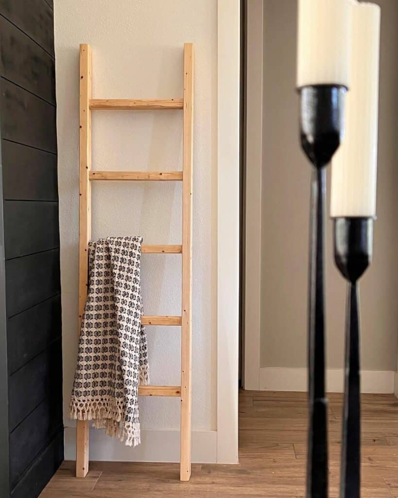 Contemporary Blond Wood Decorative Ladder