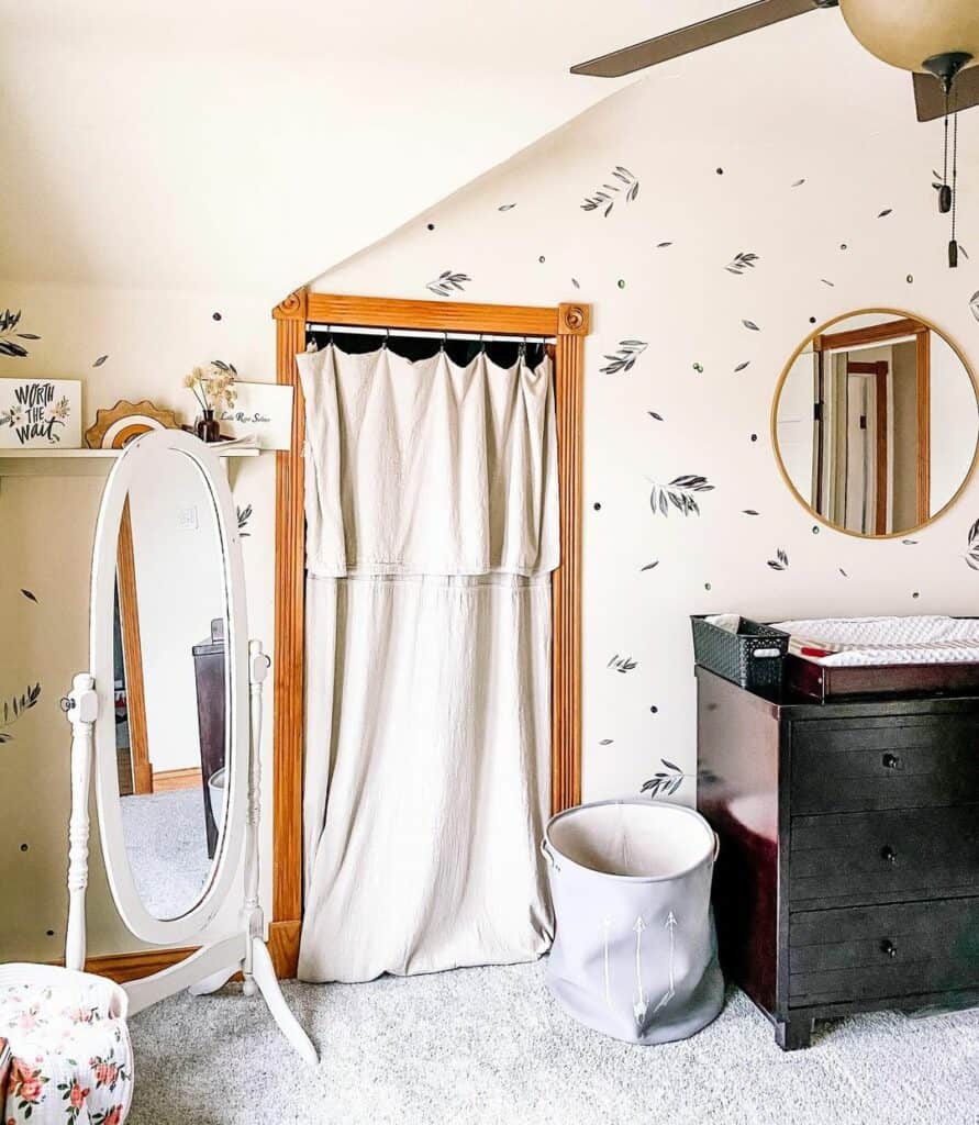 Cottage Bedroom With Curtained Closet