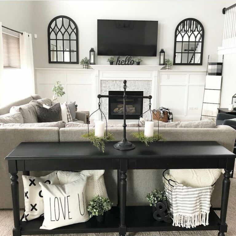 Cozy Black and White Living Room