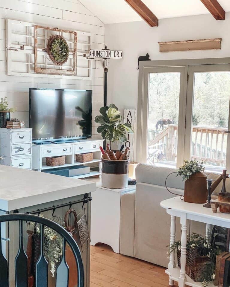 Cozy Living Room with Shiplap