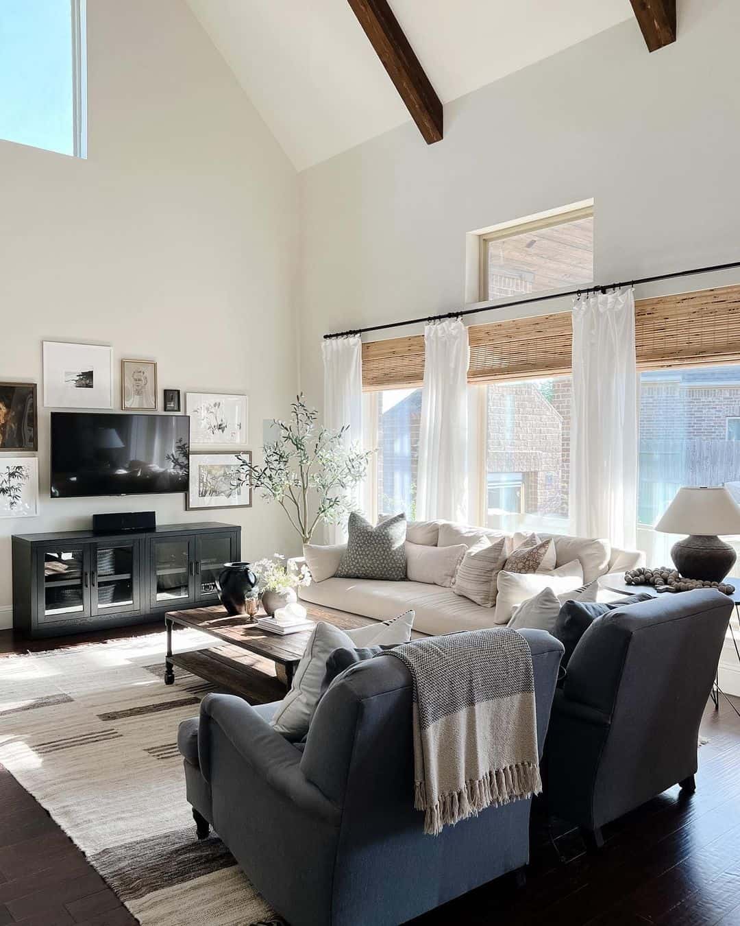 Cozy, Rustic Beige Sofa Living Room Ideas - Soul & Lane