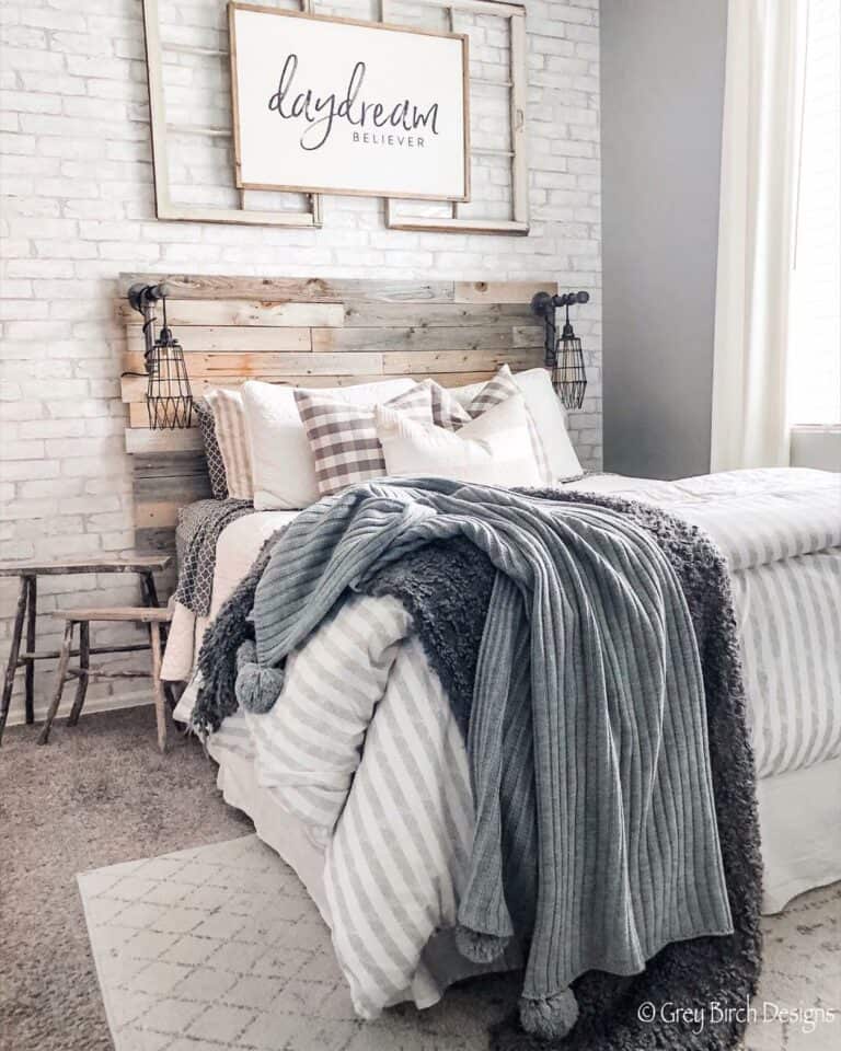 Cozy Throws and Daydream Sign Bedroom