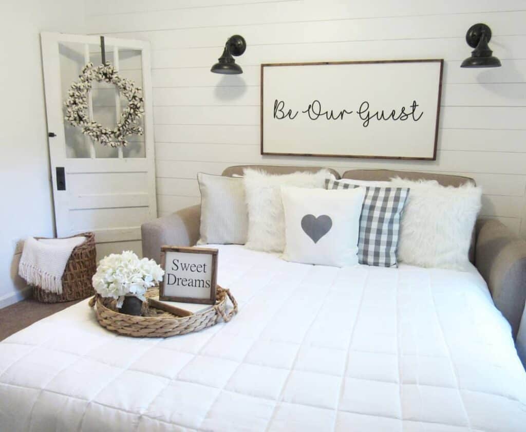 Cozy White Shiplap Guest Bedroom