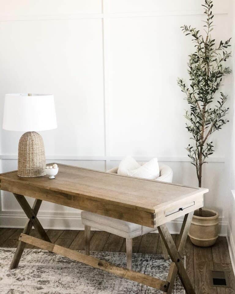 Cozy Writing Corner With a Natural Wooden Desk