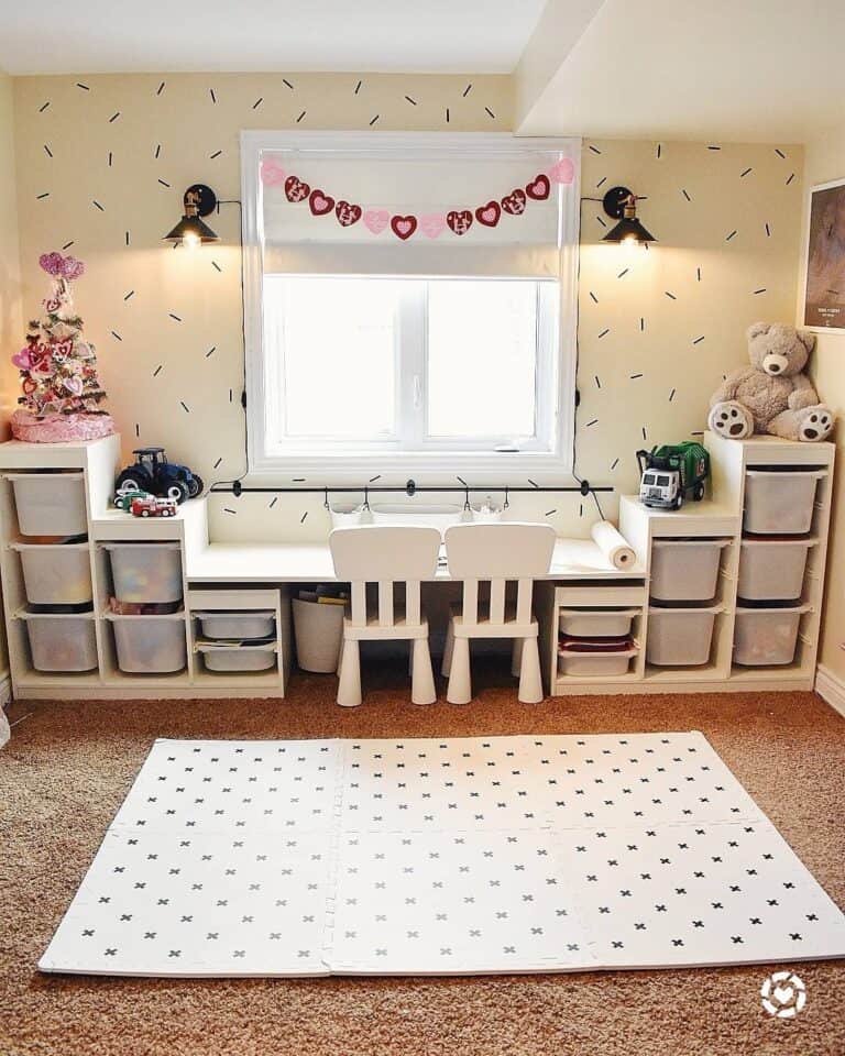 Craft Desk With Built-in Organization Cubbies