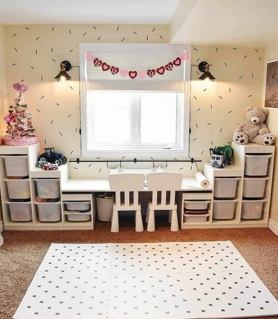 Craft Desk With Built-in Organization Cubbies
