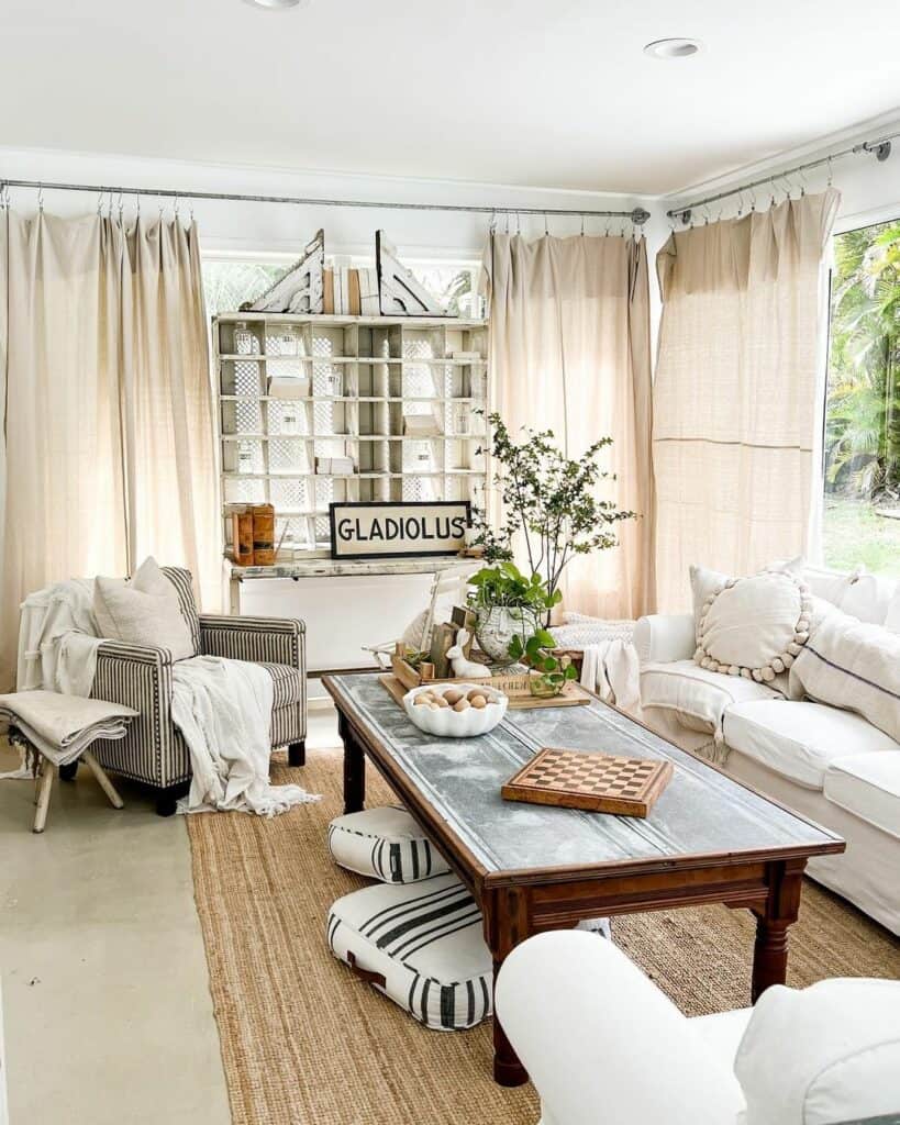 Cream-Colored Curtains for Living Room