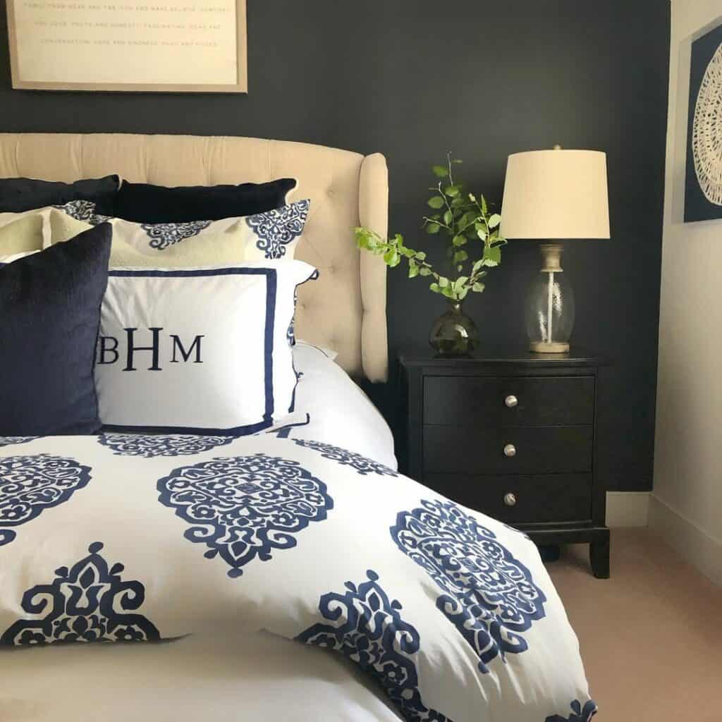 Dark Bedroom With White Contrast