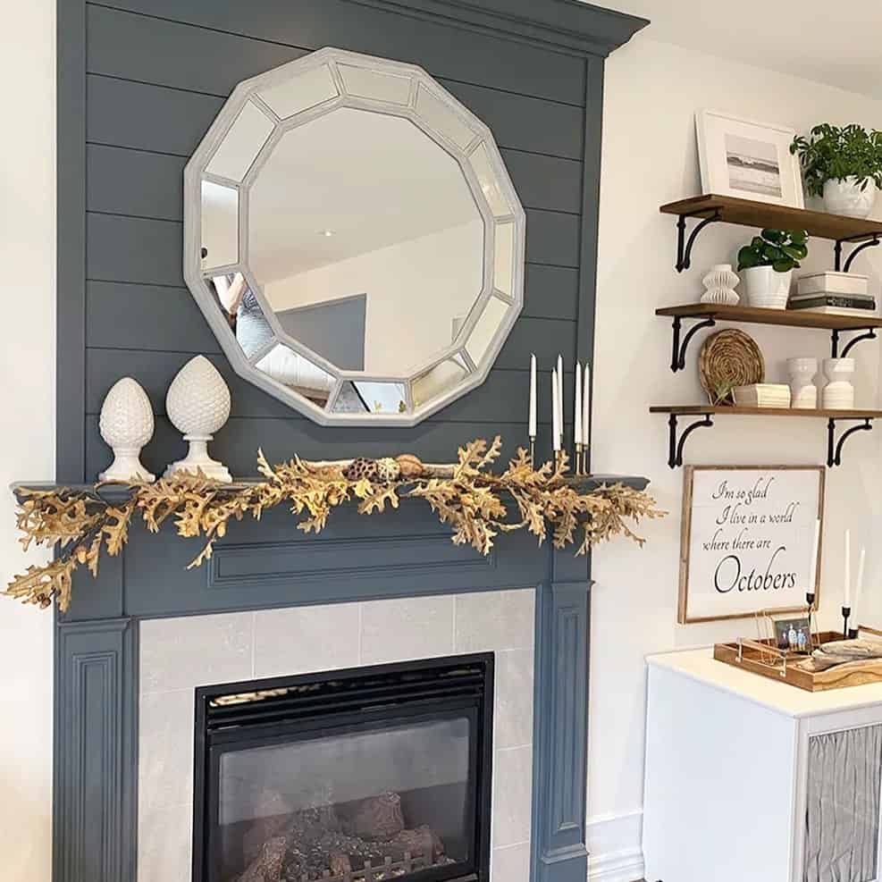 Dark Gray Shiplap Fireplace