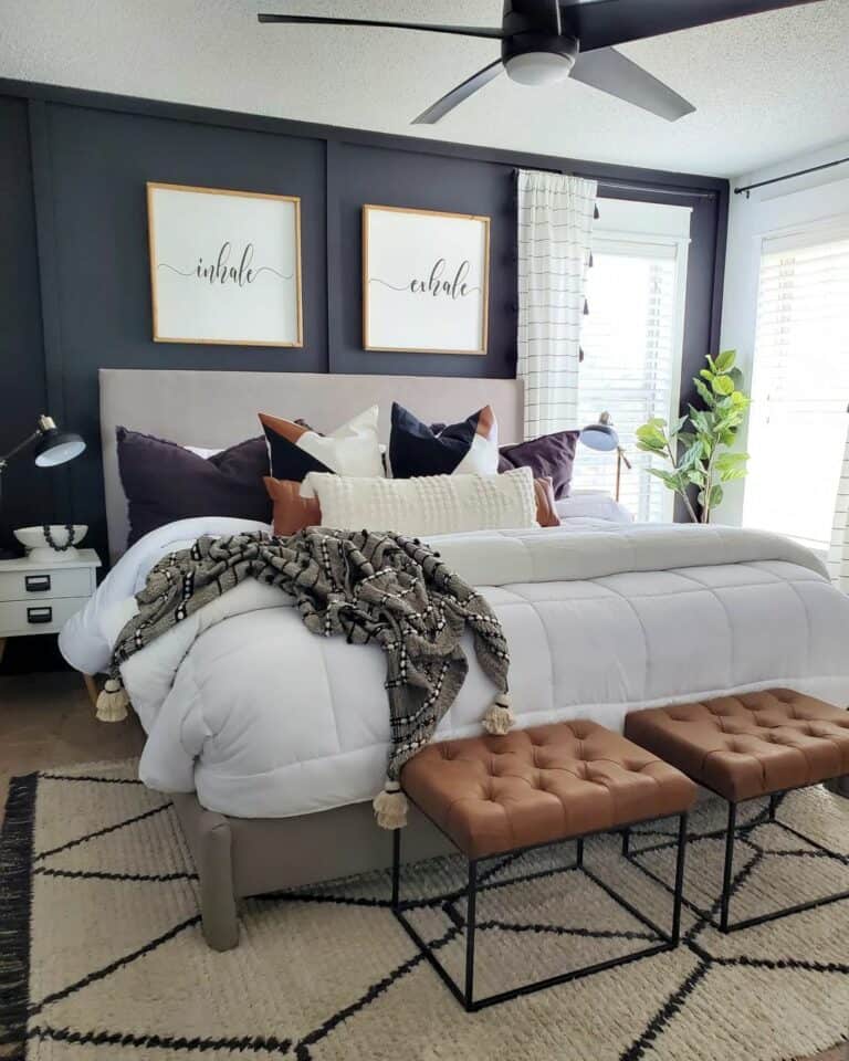 Dark Grey Bedroom with Board and Batten Walls