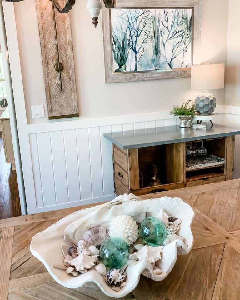 Decorative Clamshell Centerpiece with Coastal Touches