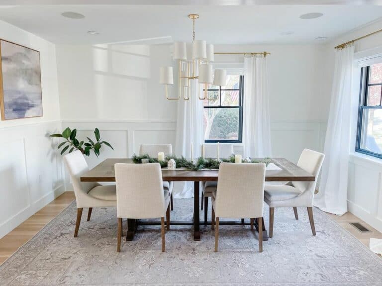 Dining Room with Off White Board and Batten Wainscoting