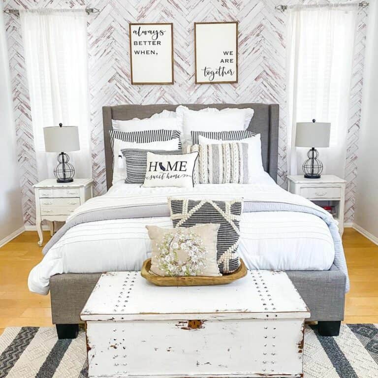 Distressed Herringbone Accent Wall