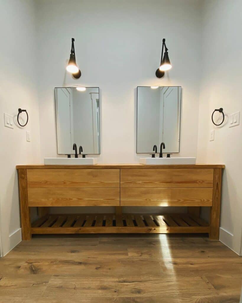 Double Vanity in Modern Farmhouse Bathroom