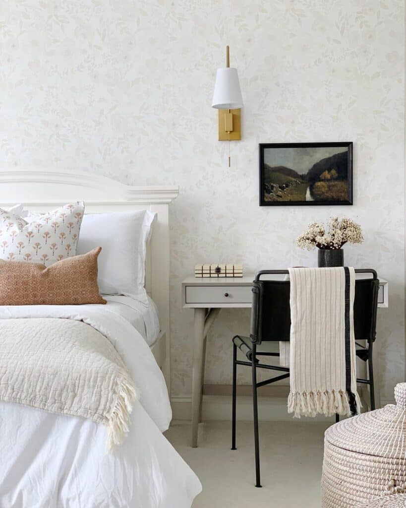 Elegant Bedroom with Gray Desk