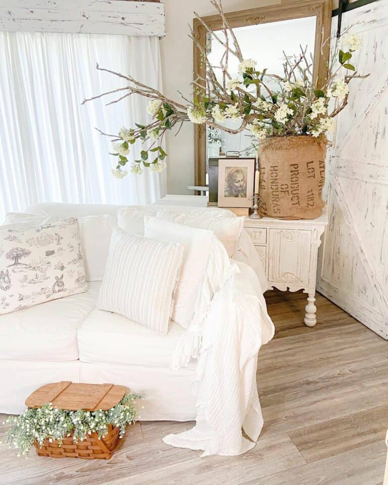 Elegant Farmhouse Corner Décor With Burlap Planter