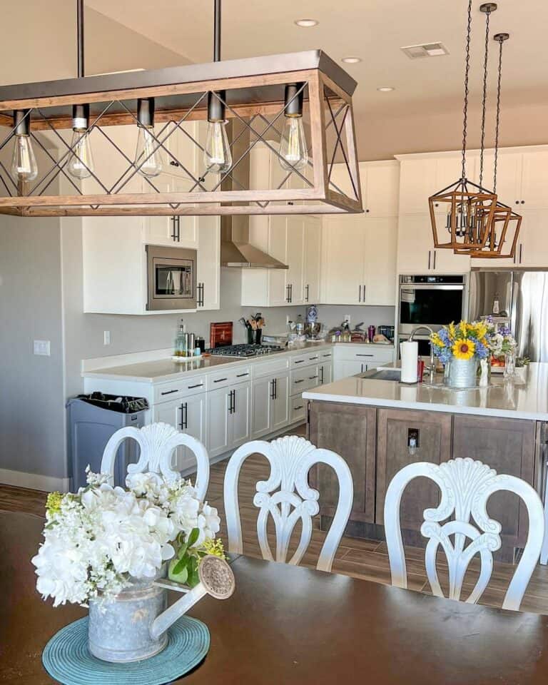 Embellished Dining Chairs in Open Kitchen