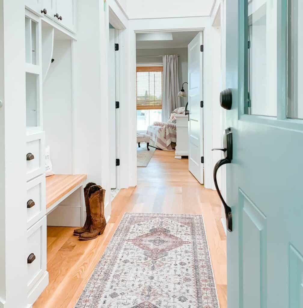 Entry Hall with White Built-in Cabinets