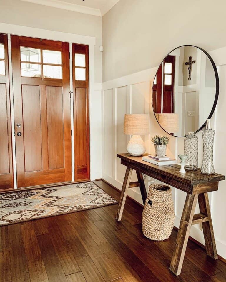 Entryway with Modern White Wall Paneling