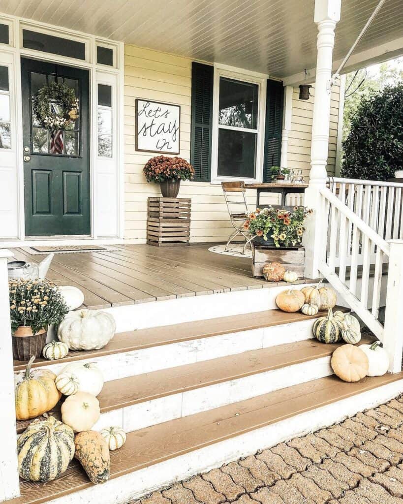 Fall Design Idea for Wooden Porch and Steps
