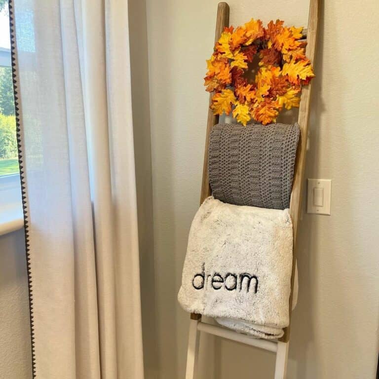 Fall Leaves Wreath with Blanket Ladder