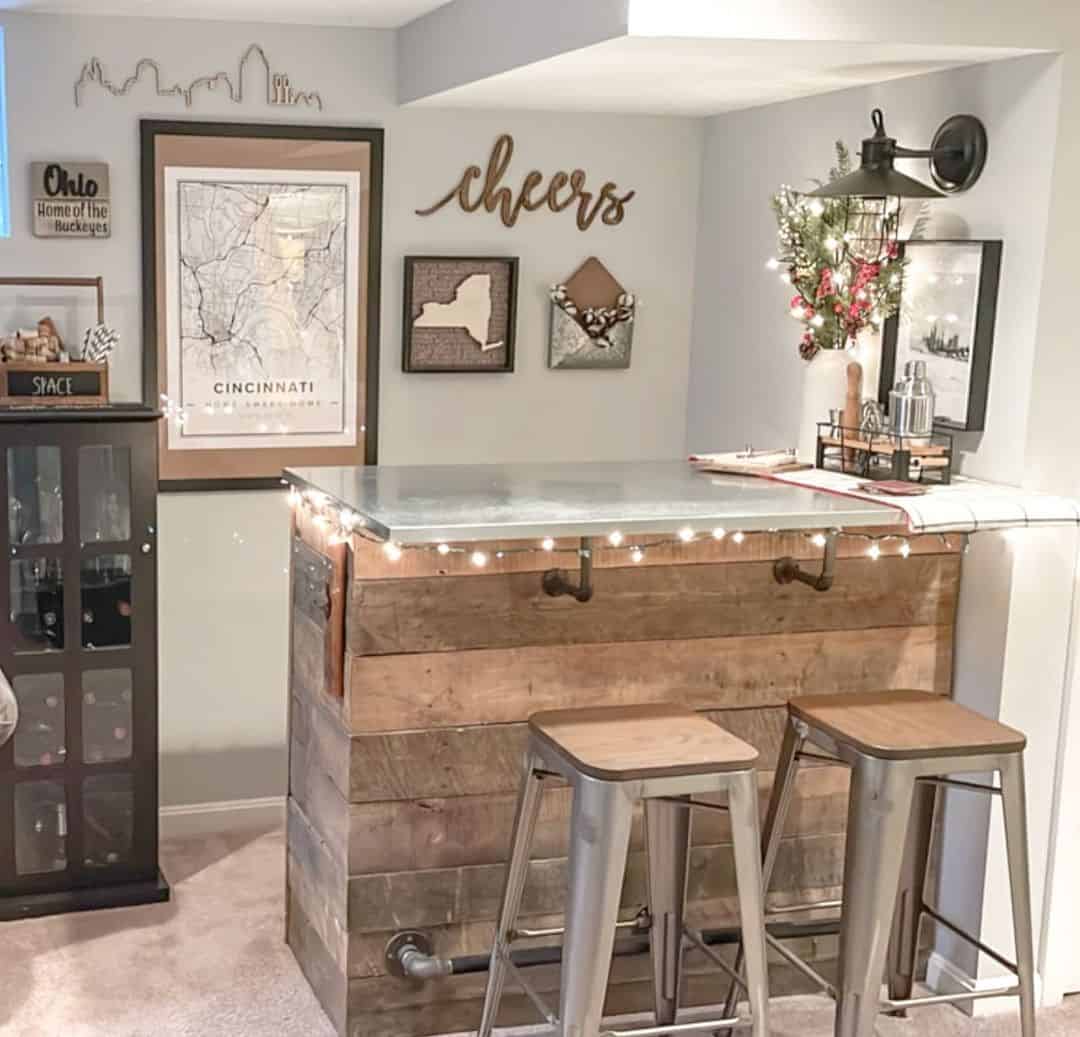 Farmhouse Bar Area Décor with Glass Bar Table Soul & Lane