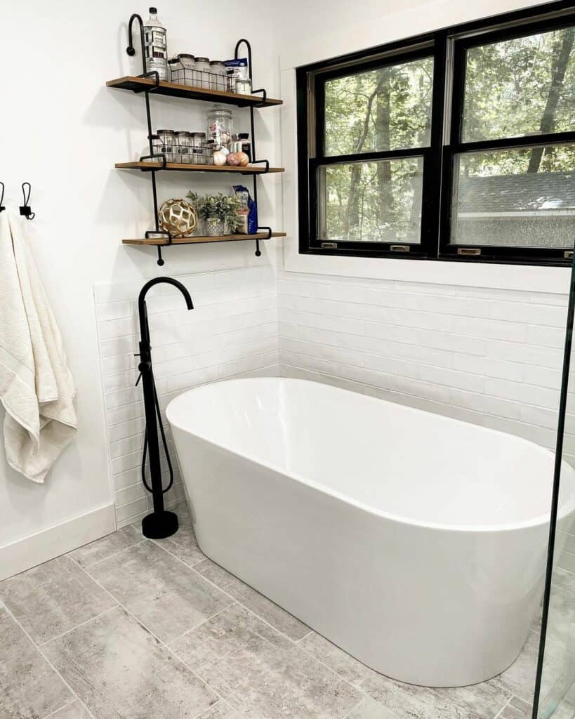 Farmhouse Bathroom With a Freestanding Tub and Faucet