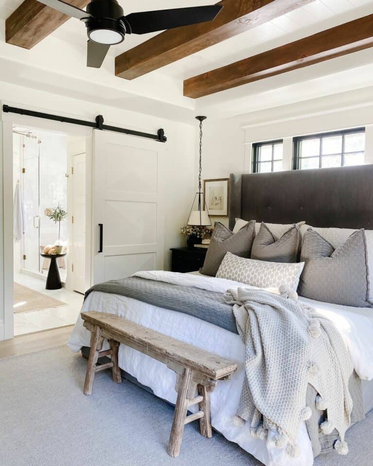 Farmhouse Bedroom With Sliding Barn Door
