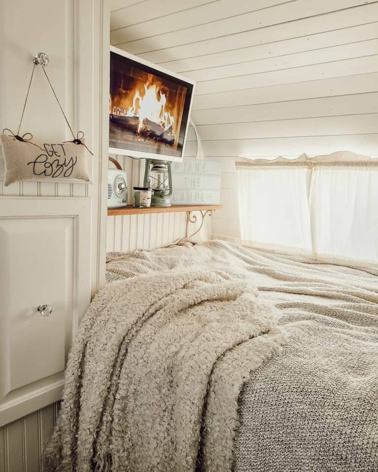Farmhouse Bedroom with Shiplap Ceiling