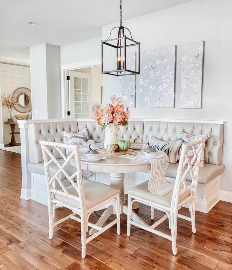 Farmhouse Breakfast Nook with Tufted Cushion Bench