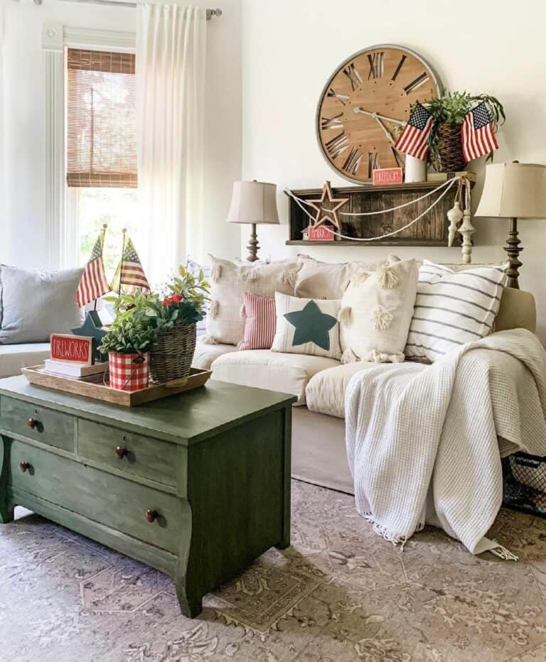 Farmhouse Coffee Table With Decorative Pieces