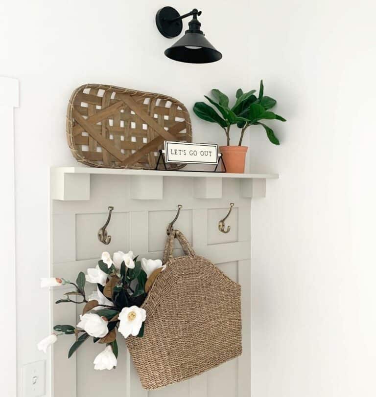 Farmhouse Corner Shelf with Rustic Décor