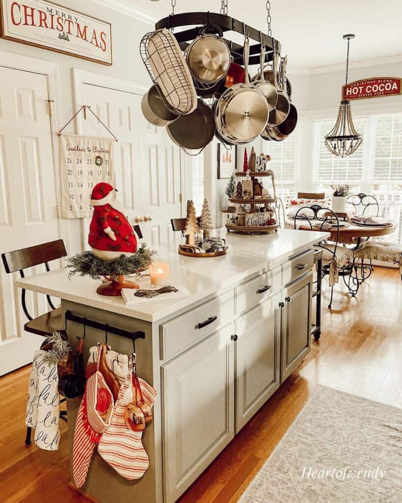 Farmhouse Grey Kitchen Island with Cabinets