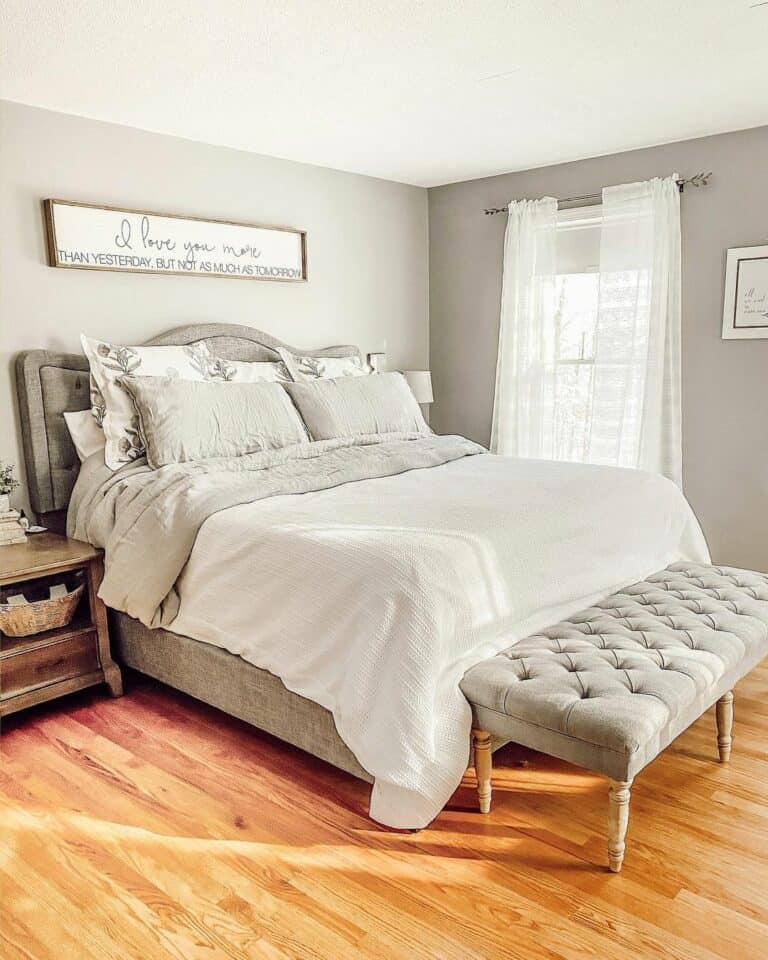 Farmhouse Grey and White Bedroom Ideas