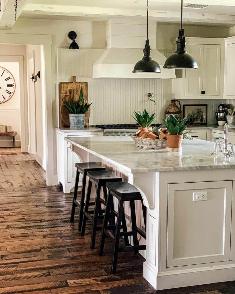 Farmhouse Kitchen with Matching Light Fixtures
