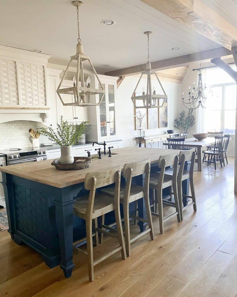 Farmhouse Kitchen with White Pendant Lighting