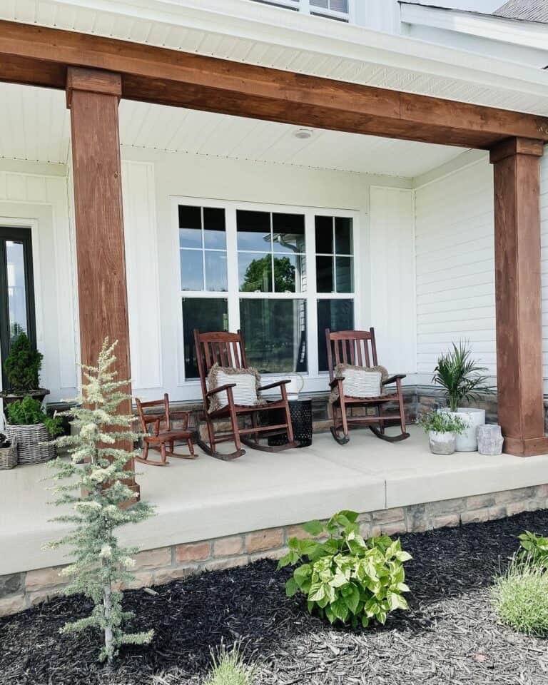 Farmhouse Porch Columns and White Siding