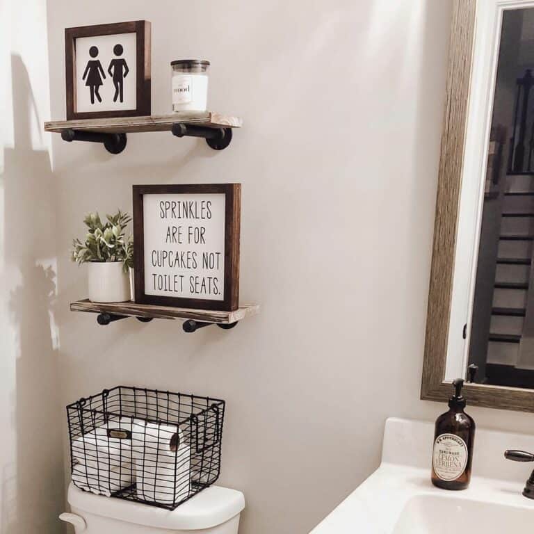 Farmhouse Shelves in Bathroom - Soul & Lane