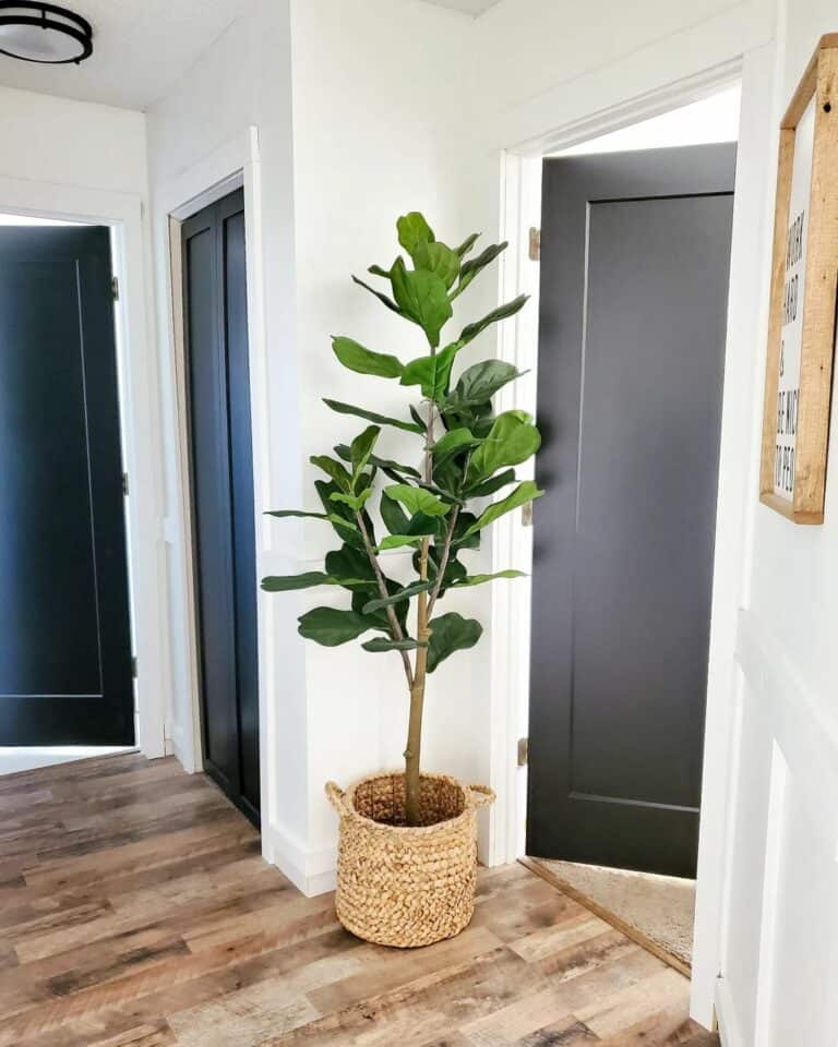 Faux Tree Between Hallway Doors