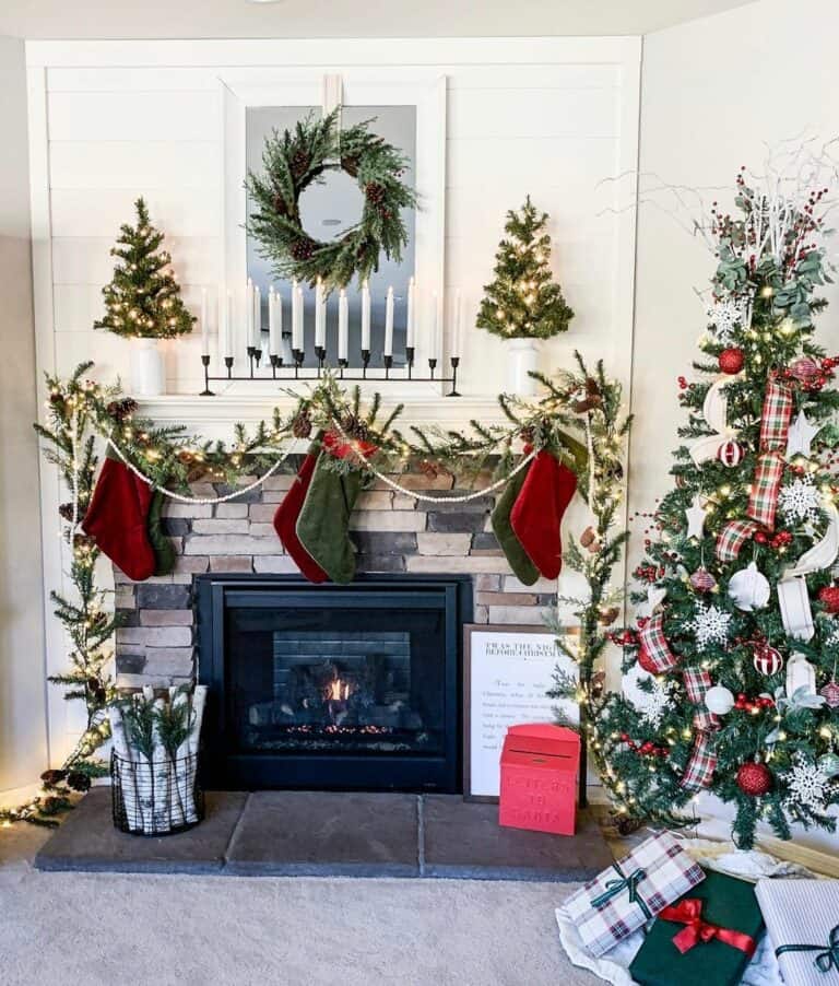 Festive Christmas Garland Mantel