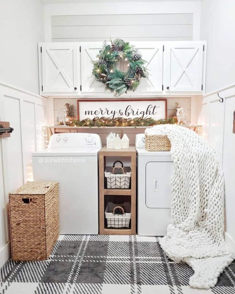 Festive Décor and a Thick White Knit Blanket