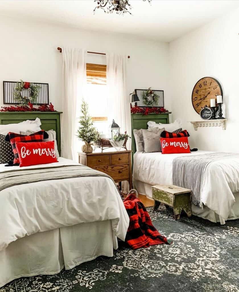 Festive Holiday Room with Two Beds