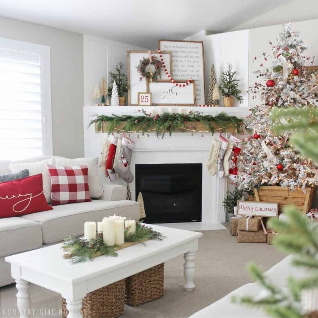 Festive Touches for White Fireplace