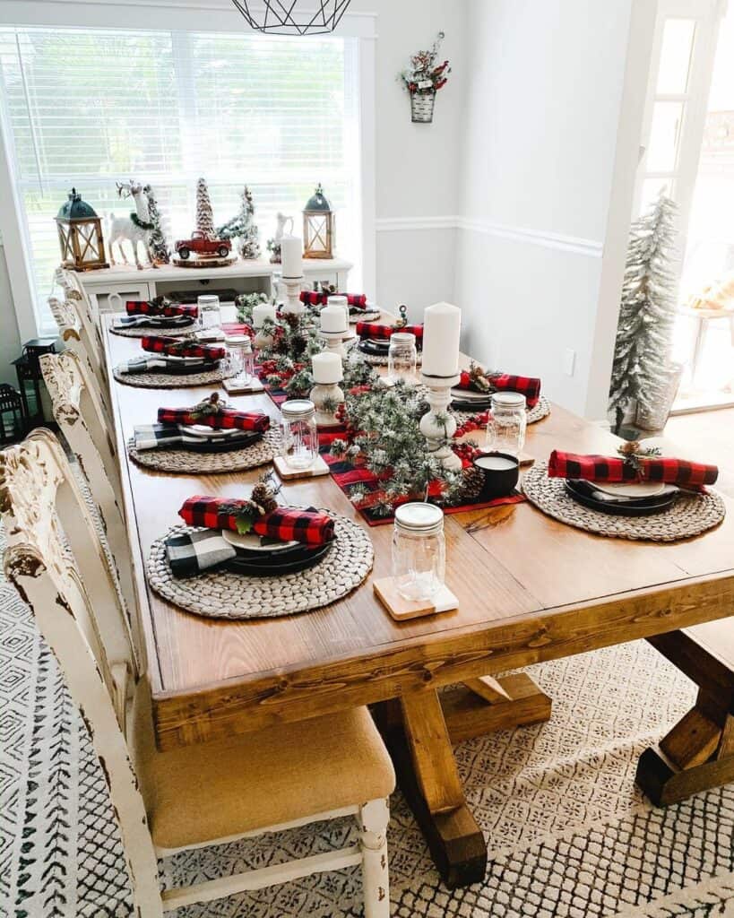 Festive Winter Wonderland Tablescape With a Pop of Red