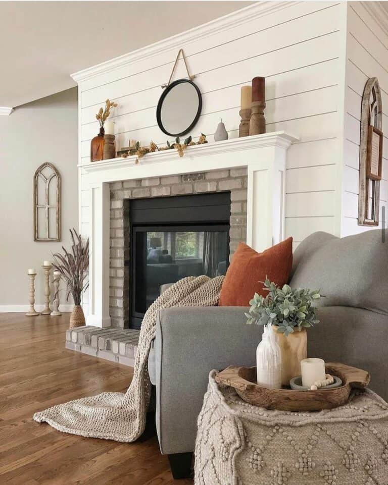 Fireplace Décor for Gray Brick Fireplace