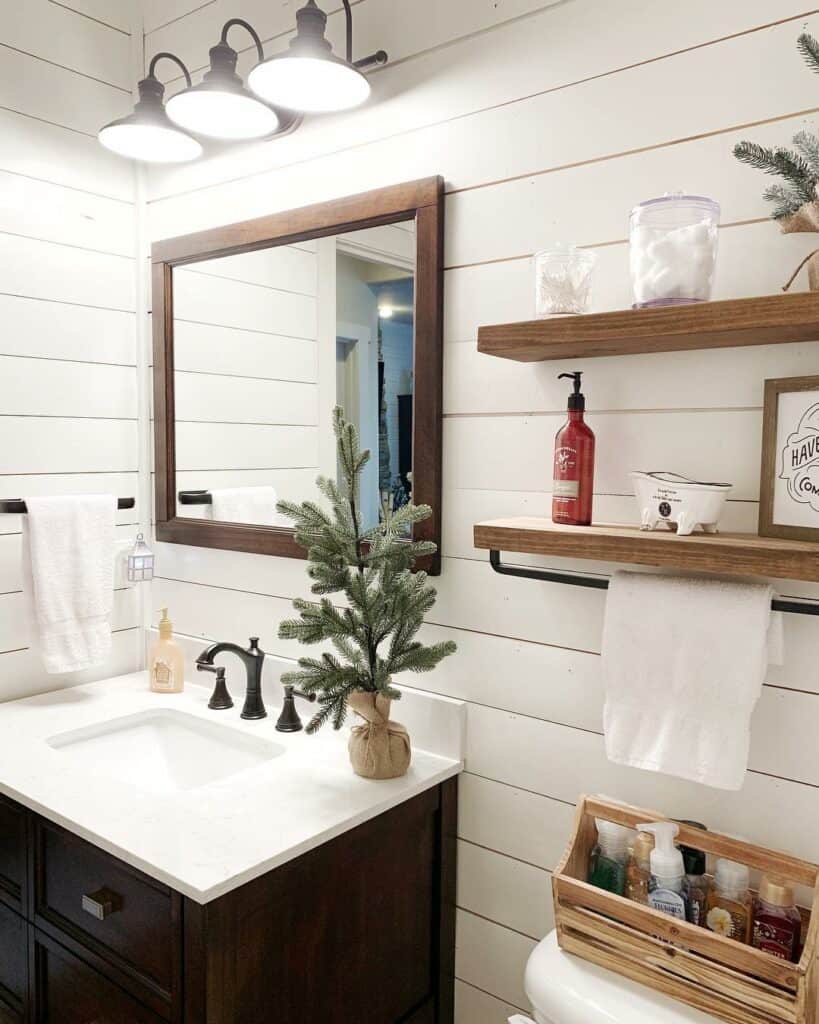 Floating Shelves for Bathroom with Shiplap