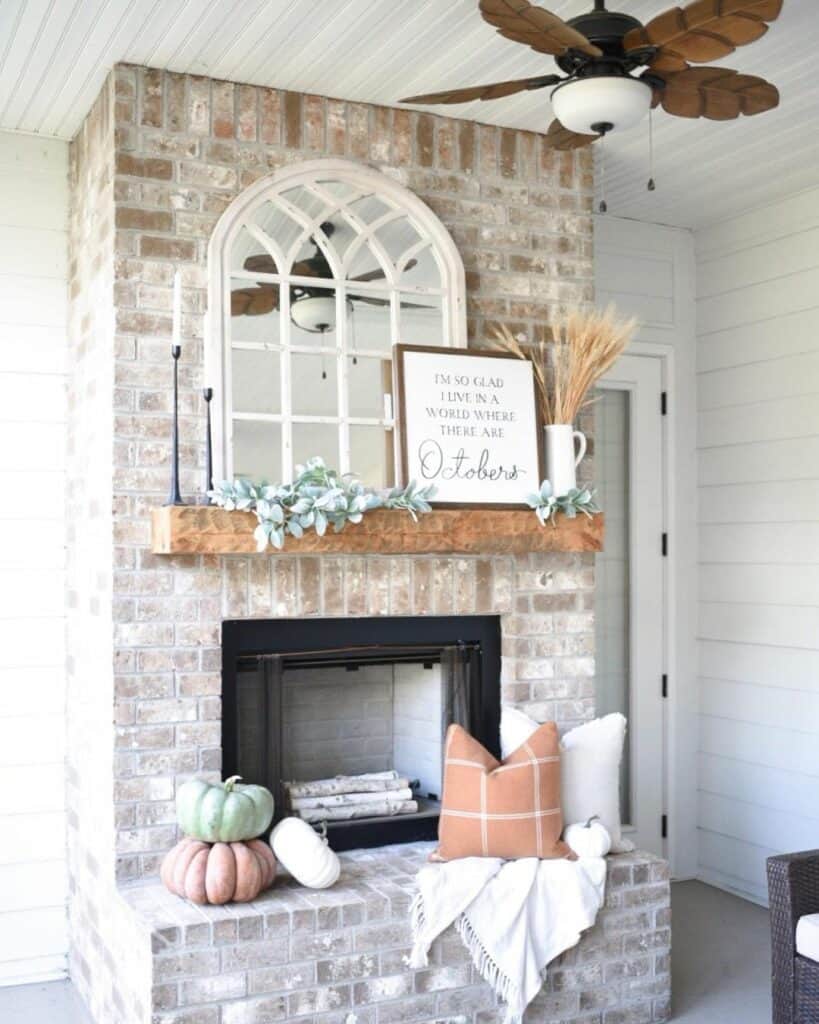 Floor to Ceiling Limewash Brick Fireplace