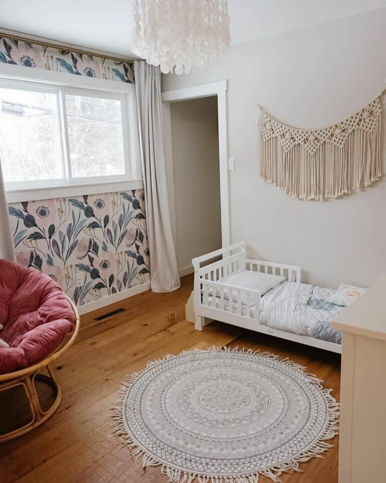 Floral Baby's Room Wallpaper Around Window