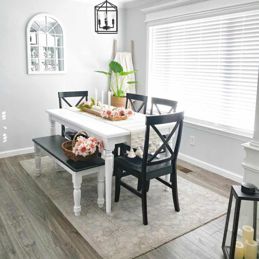 Floral Centerpiece for Black and White Dining Room